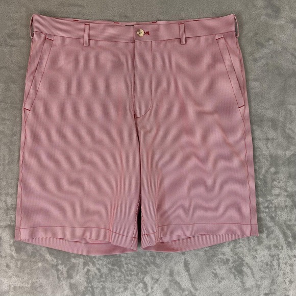 Peter Millar Other - Peter Millar Shorts Mens 35 Red Micro Check Crown Sport Golf Chino Performance